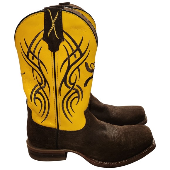 Twisted X Western Boots Men's‎ 9.5D Hooey Collection Yellow Leather Suede Cowboy